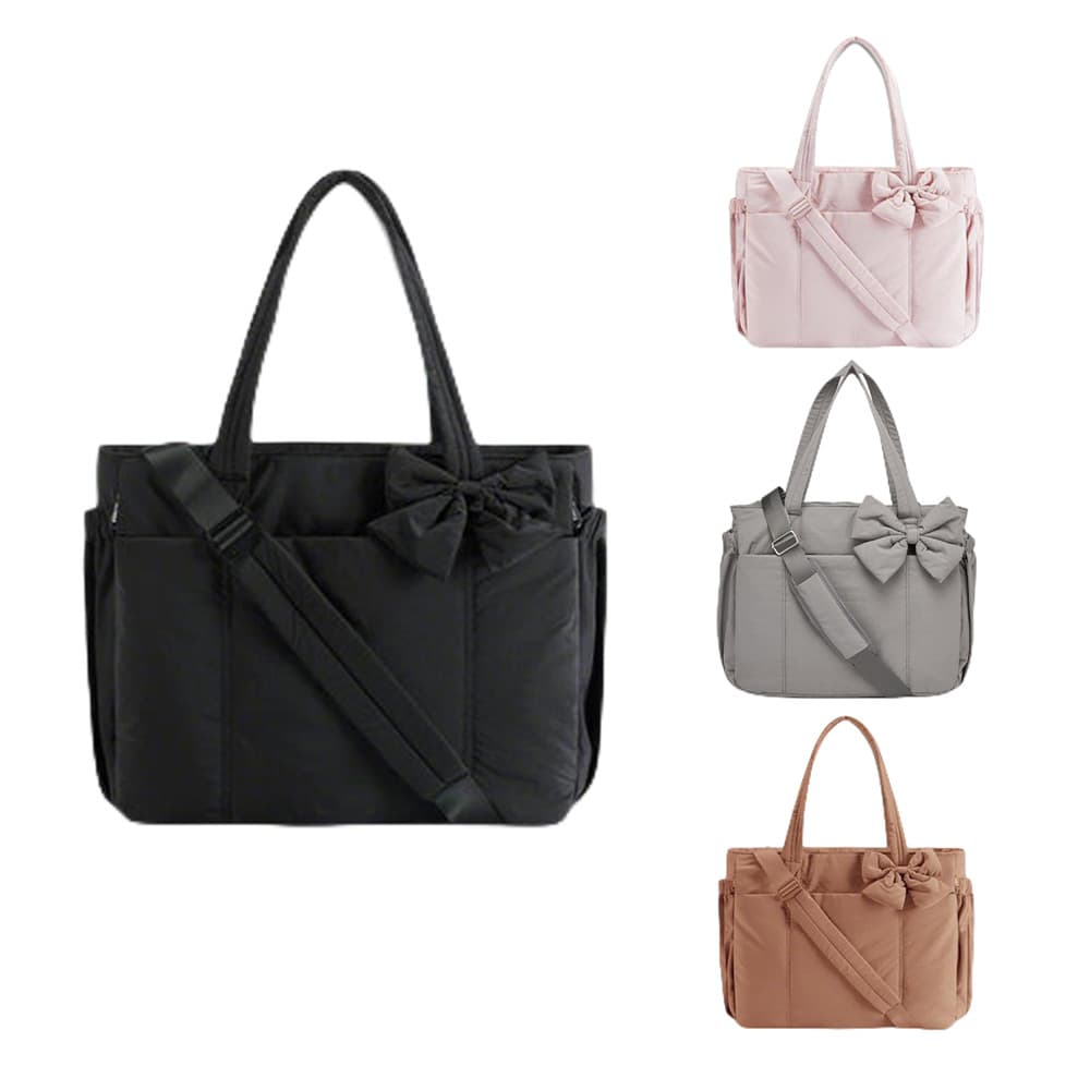 Cross-border Fashion Women's Shoulder Bag Bow High Aesthetic Large Capacity Storage Bag Casual Travel Lightweight Tote Bag