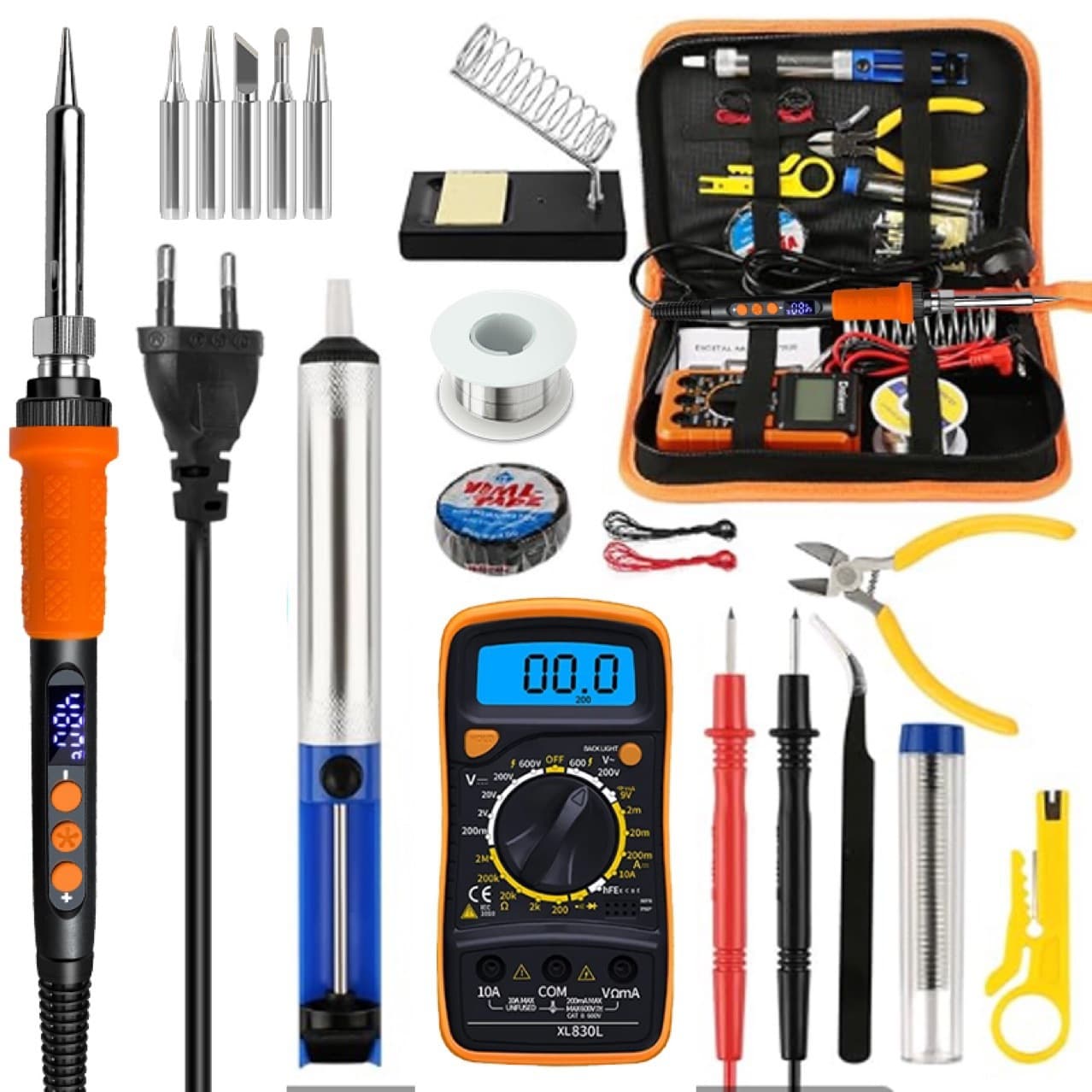 Multimeter electric soldering iron set electronic repair electrical tools student combination household 909A/B soldering iron set 90W