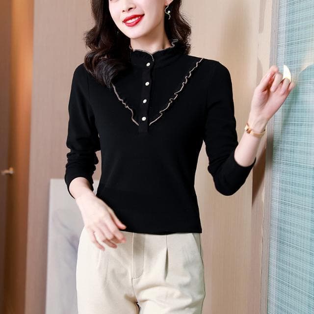 Double-sided De Velvet Half Turtleneck Base Layer Top High Quality Long Sleeve Women's Outerwear Fashion Design Thermal
