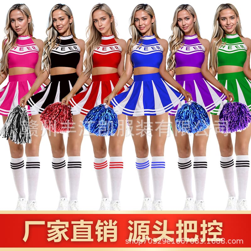 Hot-selling sexy baby cheerleader costumes, COS girls cheerleader outfits, stage performance costumes, and hot girls from Europe and America.