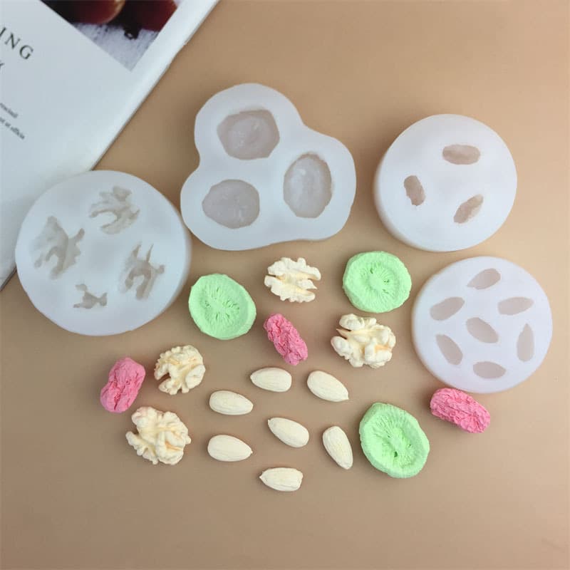 Simulation Almond Walnut Jujube Kiwi Slice Silicone Mold DIY Fondant Cake Chocolate Decoration Baking