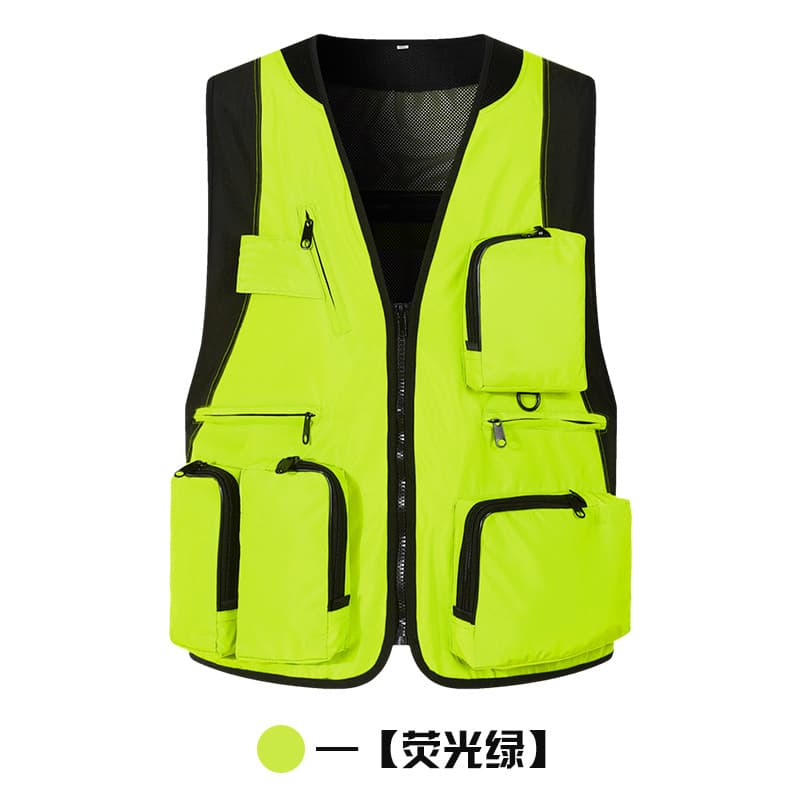 Multi-pocket Vest Workwear for Photography Fishing Team Summer BBQ Hotpot Restaurant Uniform with Logo Printing