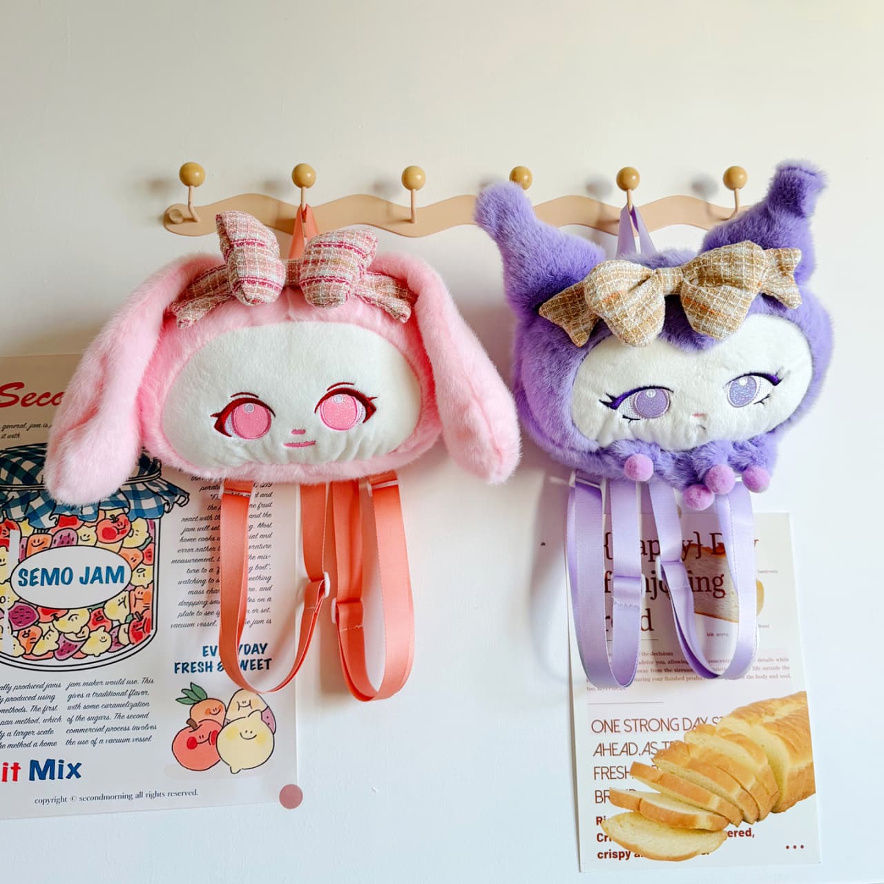 Cartoon Kuromi Plush Backpack Kuromi Doll Backpack New Creative Cute Plush Toy Bag for Women