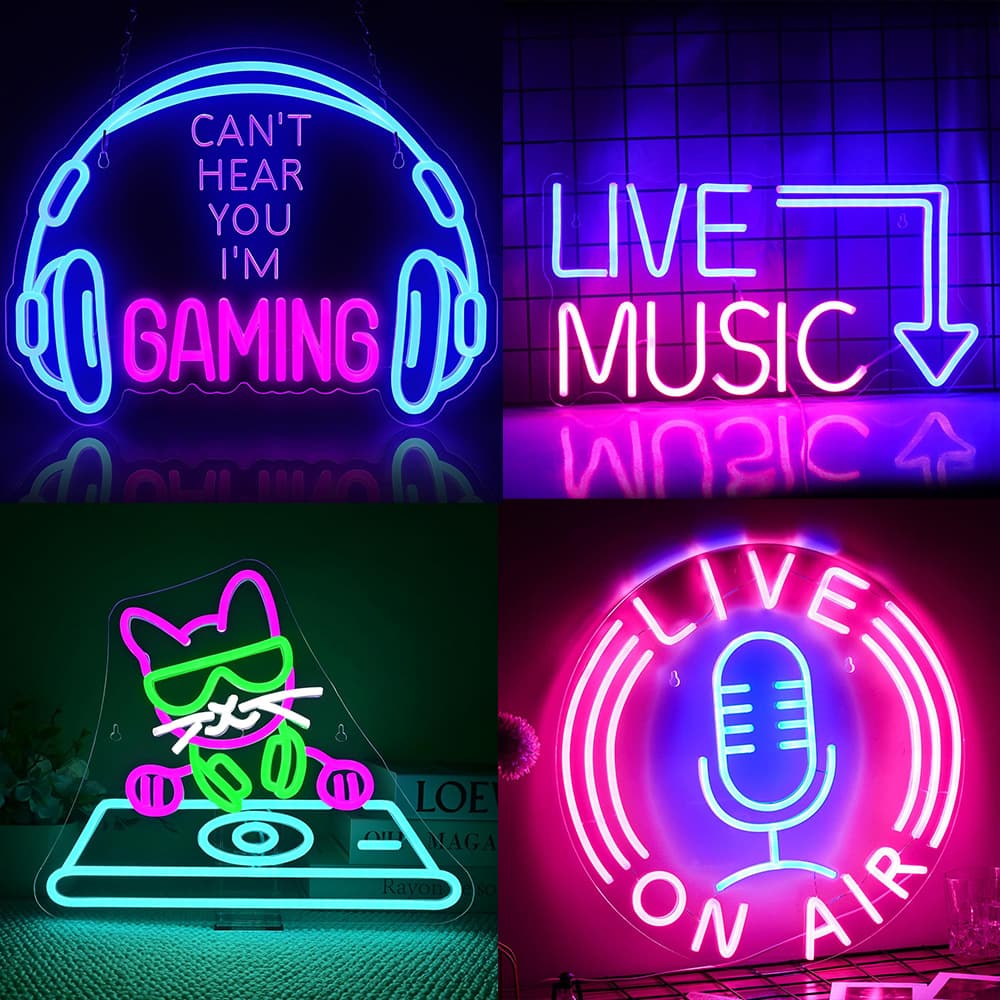 Cross-Border Gaming Headset Livemusic Styling Light Sign USB Electric Guitar DJ Disc Cat Neon Light Decoration