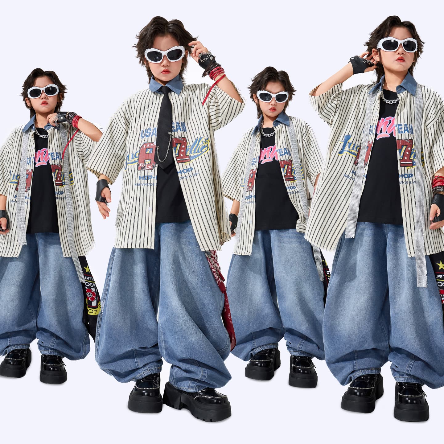 Street dance children's trendy clothing children's performance rack drum stage performance clothing boys jazz catwalk hip-hop street suit