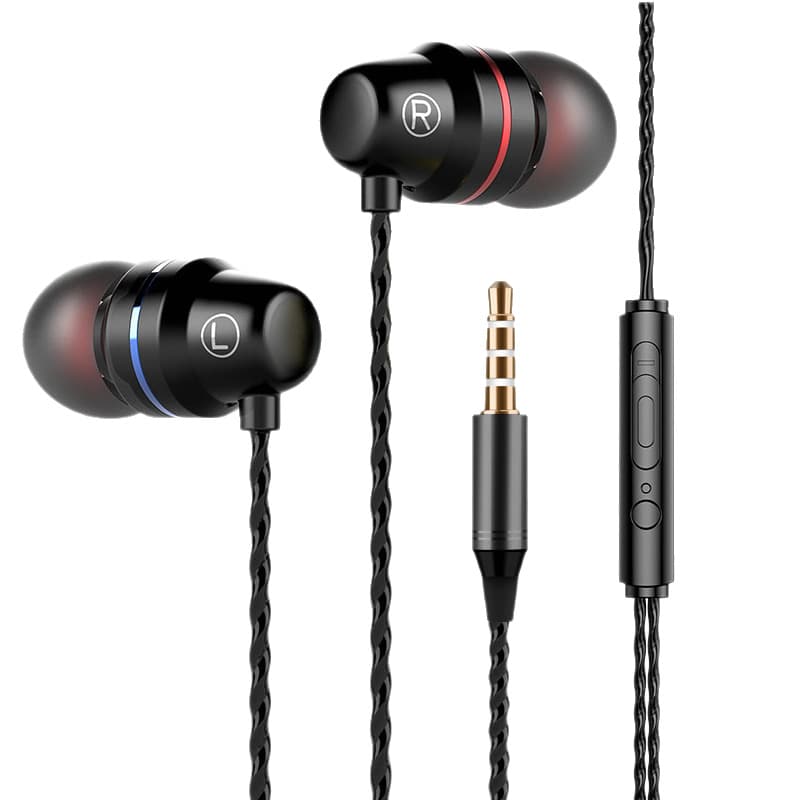 Type-C Red Blue Ring Metal In-Ear Wired Earphone Universal for Phones with Mic, Inline Control, Tuning, 3.5mm Wholesale