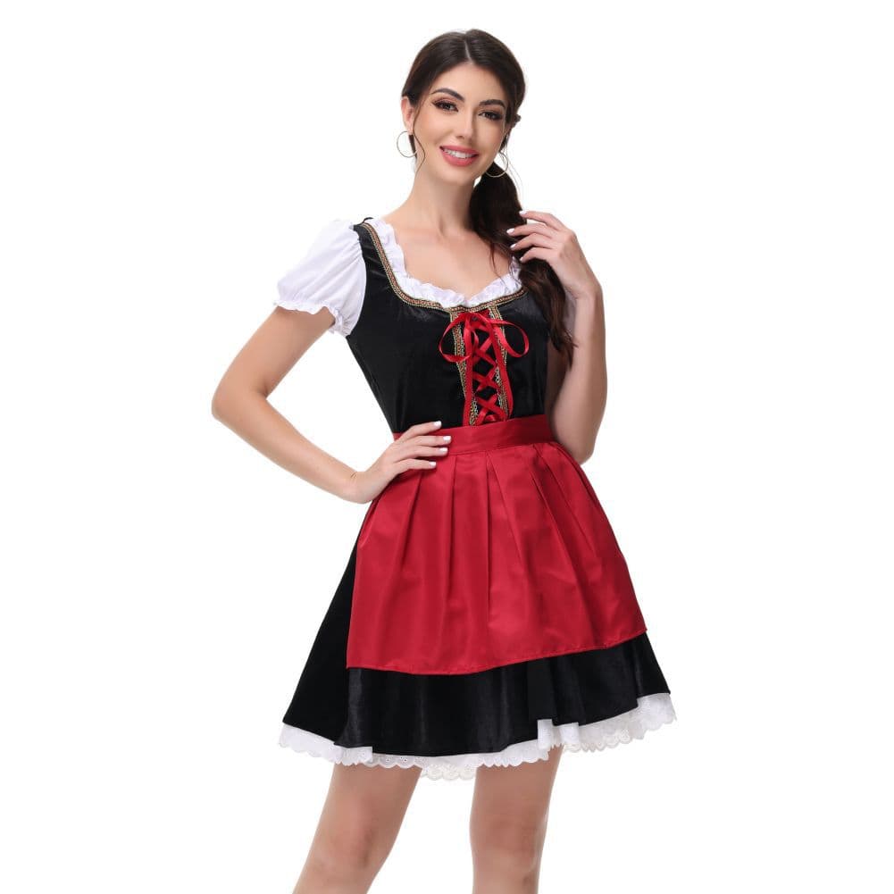 2024 New German Munich Oktoberfest Stage Performance Costume Maid Outfit Short Sleeve Dress
