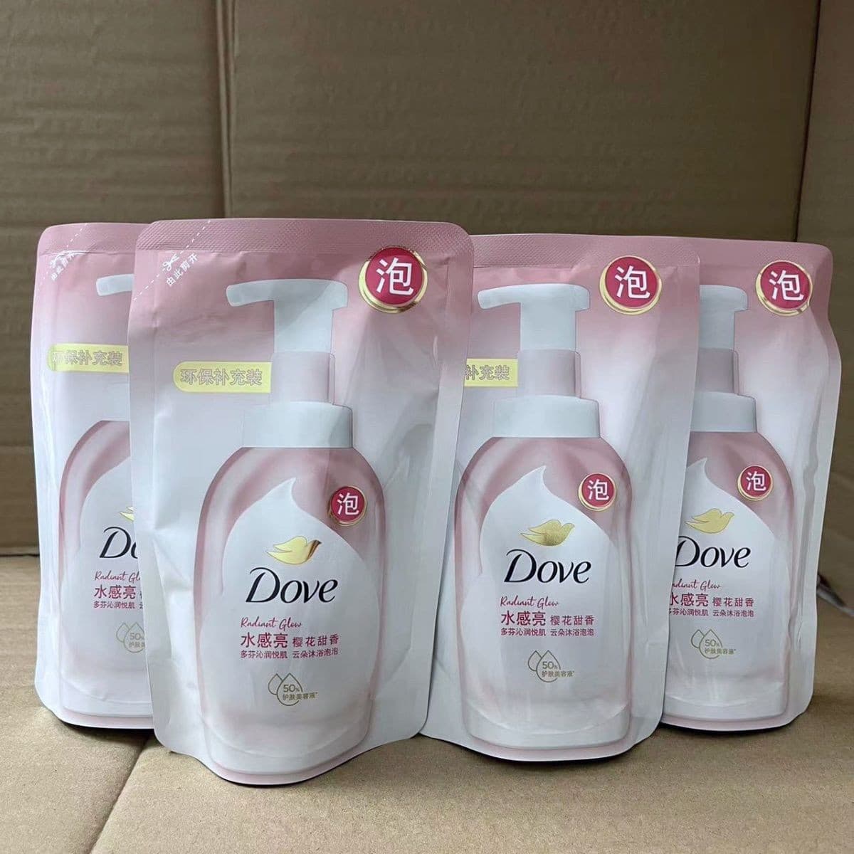 Dove Body Wash Milk Refill Pack, Cherry Blossom Sweet Fragrance, Long-Lasting Scent, Moisturizing, Home Bathing, Bag