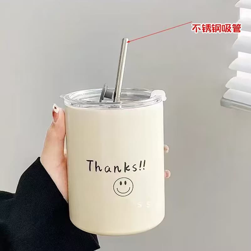Wholesale Coffee Glass Cup Portable Straw Cup Car Straw Water Cup Gift Cup Couple Cup Glass Water Cup