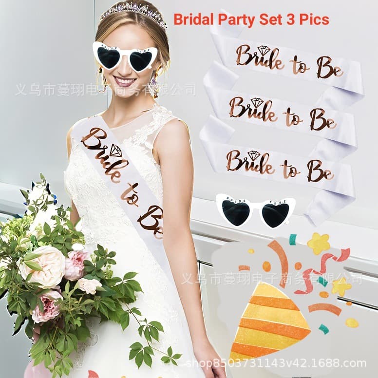 Bridal Party Set BRIDE TO BE Sunglasses Straps Crown Set Bridal Bachelorette Party Decoration