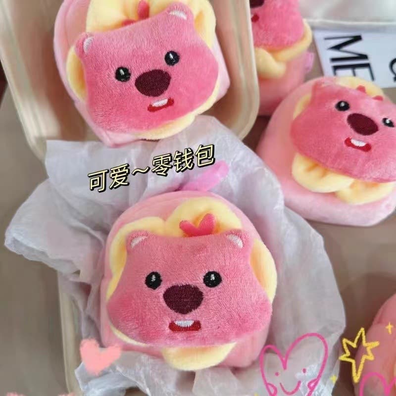 Cute flower loopy coin purse girly heart little beaver coin purse pendant plush bluetooth headphone storage bag