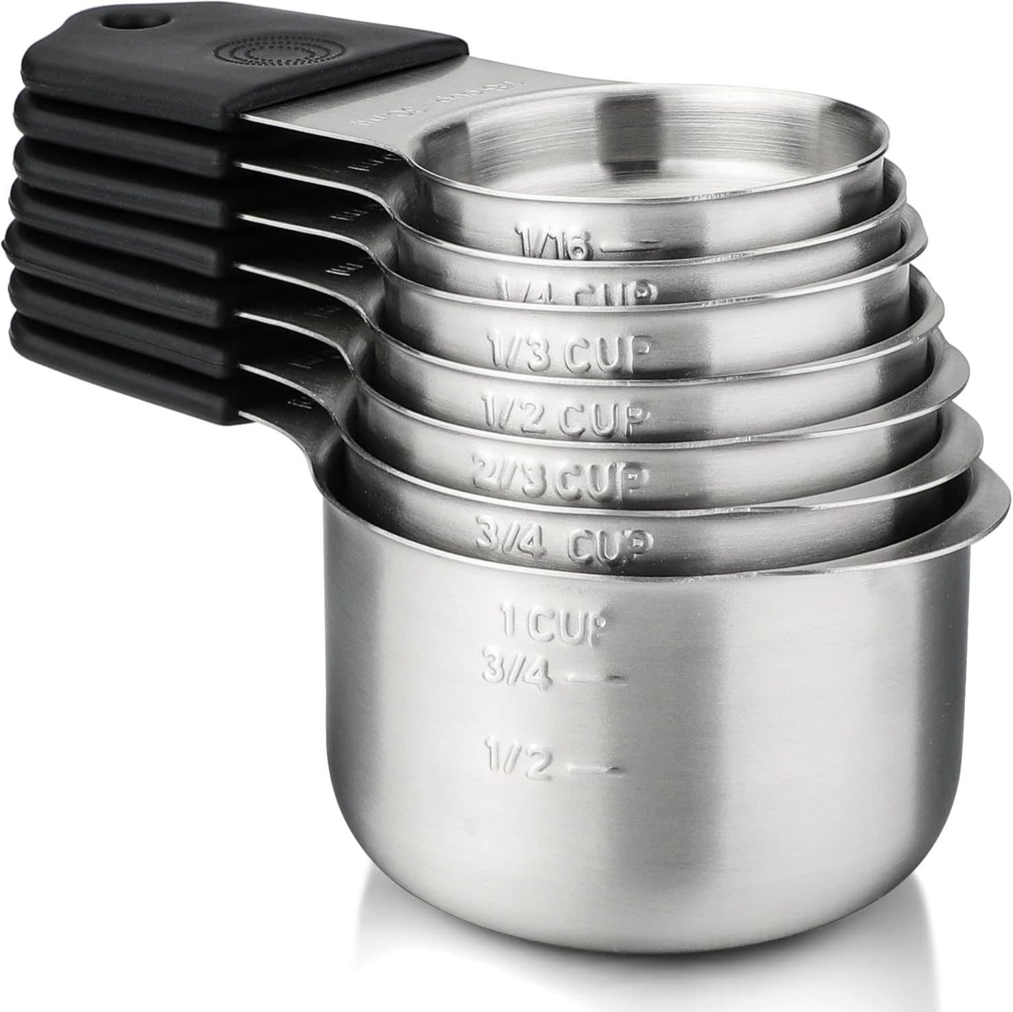 Factory Custom New Sandblasted Stainless Steel Measuring Cup Set, One-Piece Formed Kitchen Baking Measuring Tool 7-Piece Set