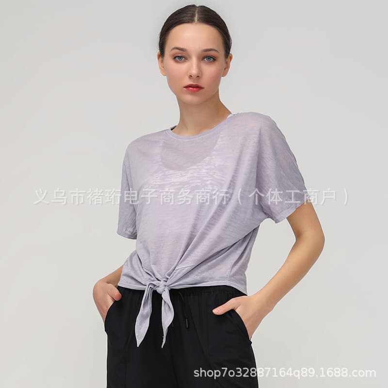 Lulu Style Spring/Summer Lightweight Breathable Short Sleeve T-Shirt Women's Yoga Top Sports Cover-Up Loose Fit Activewear
