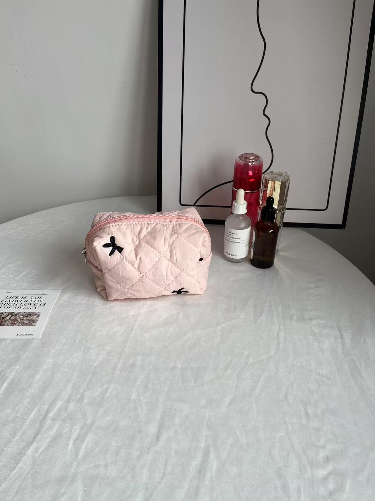 Cross-Border Small Floral Quilted Cosmetic Bag Travel Toiletry Zipper Pouch Large Capacity Portable Storage Bag Soft