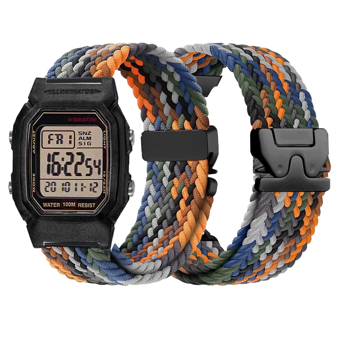 18mm Woven Parachute Buckle Watch Strap for Casio AE-1200/1300/W-216 Men