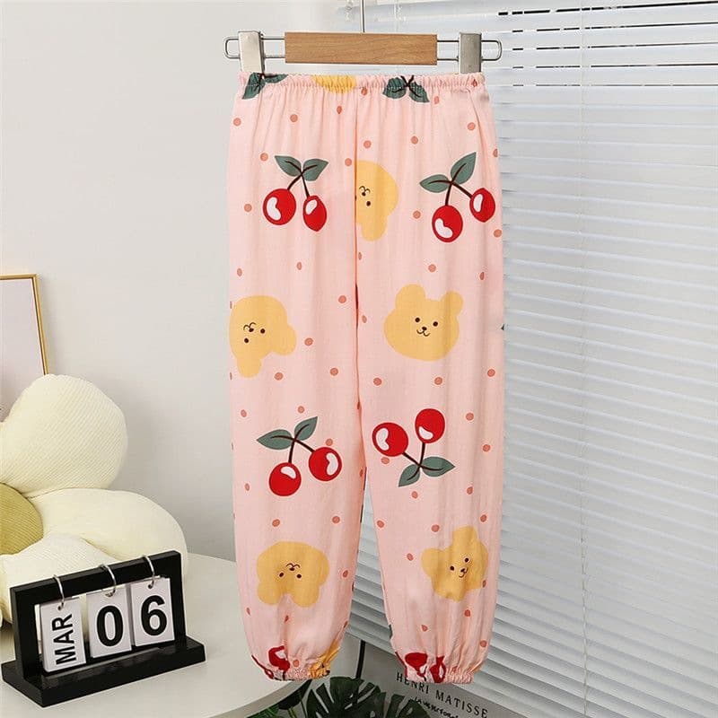 Summer children's cotton silk pajamas, bloomers, boys and girls, baby children's home air-conditioned trousers, cotton silk thin anti-mosquito pants