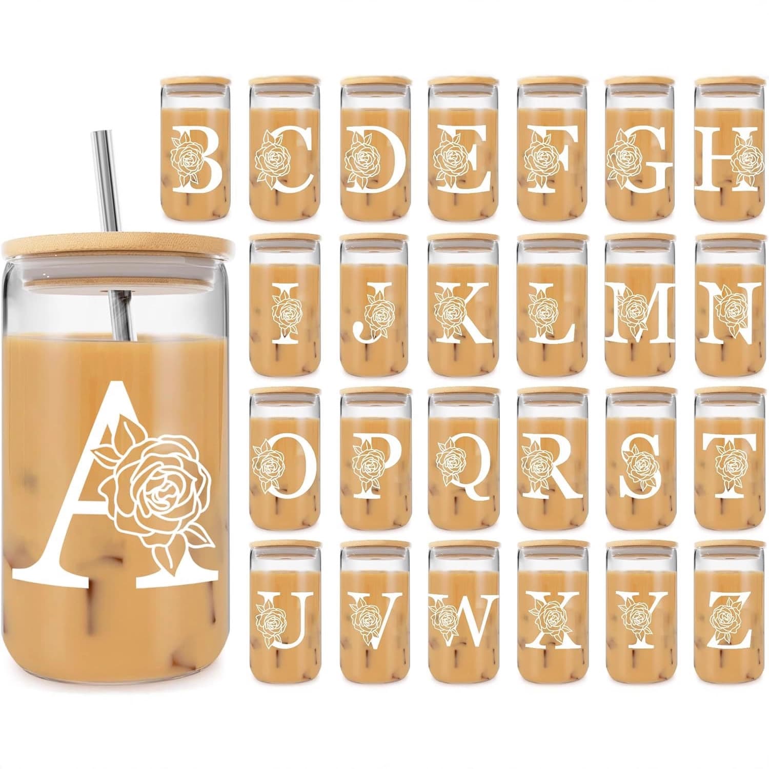 UV transfer sticker for glass cups, crystal labels, crystal stickers, cross-border exclusive, 16oz glass cups with lids, popular on Amazon.