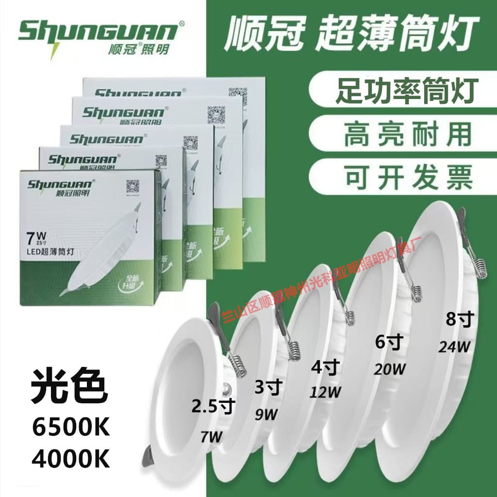 Shunguan Recessed Downlight, Iron Craft Commercial Hotel LED Light, 4-inch 12W 6-inch 20W Downlight