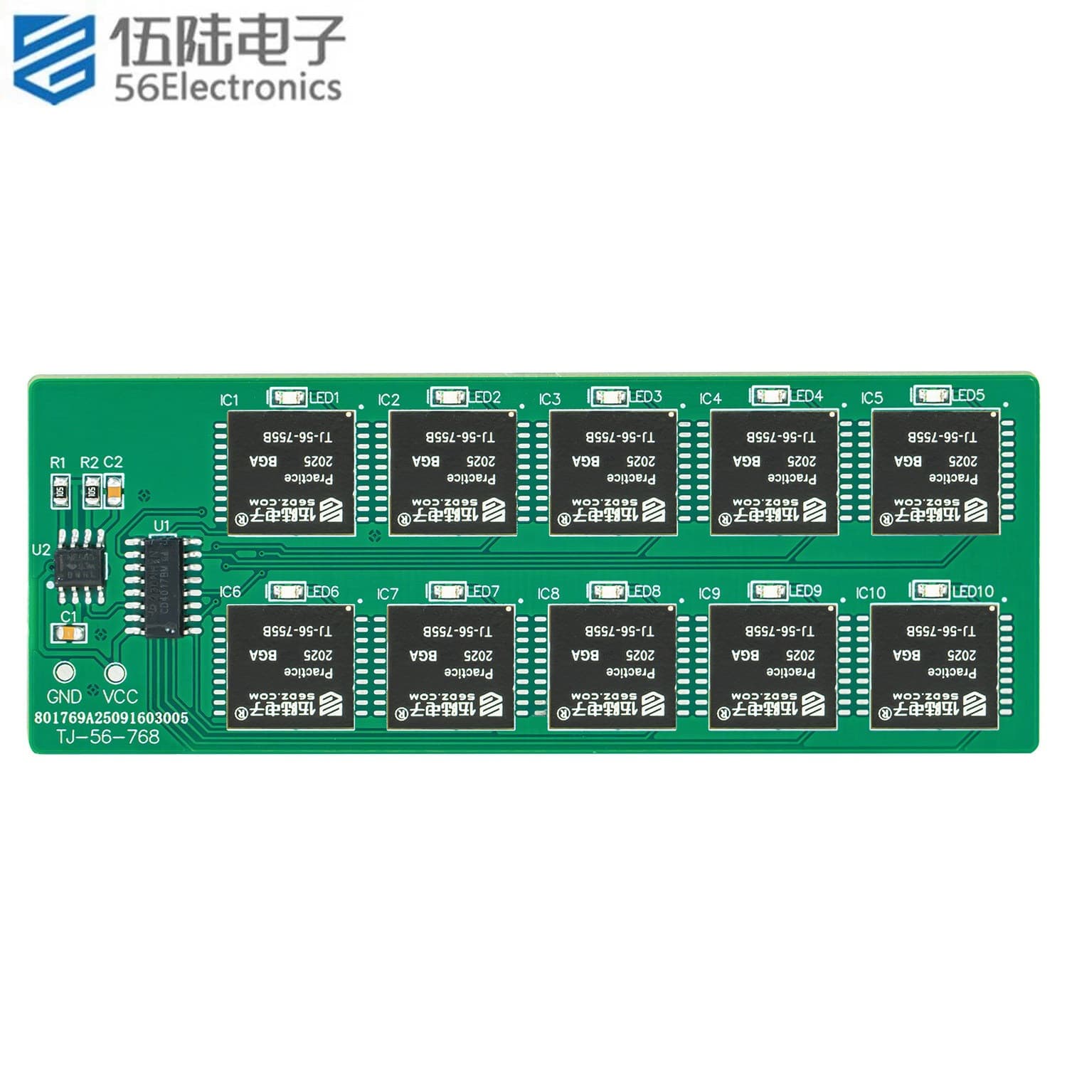 BGA SMD Soldering Practice Board Kit Decimal Running Light Teaching Training DIY Parts TJ-56-768