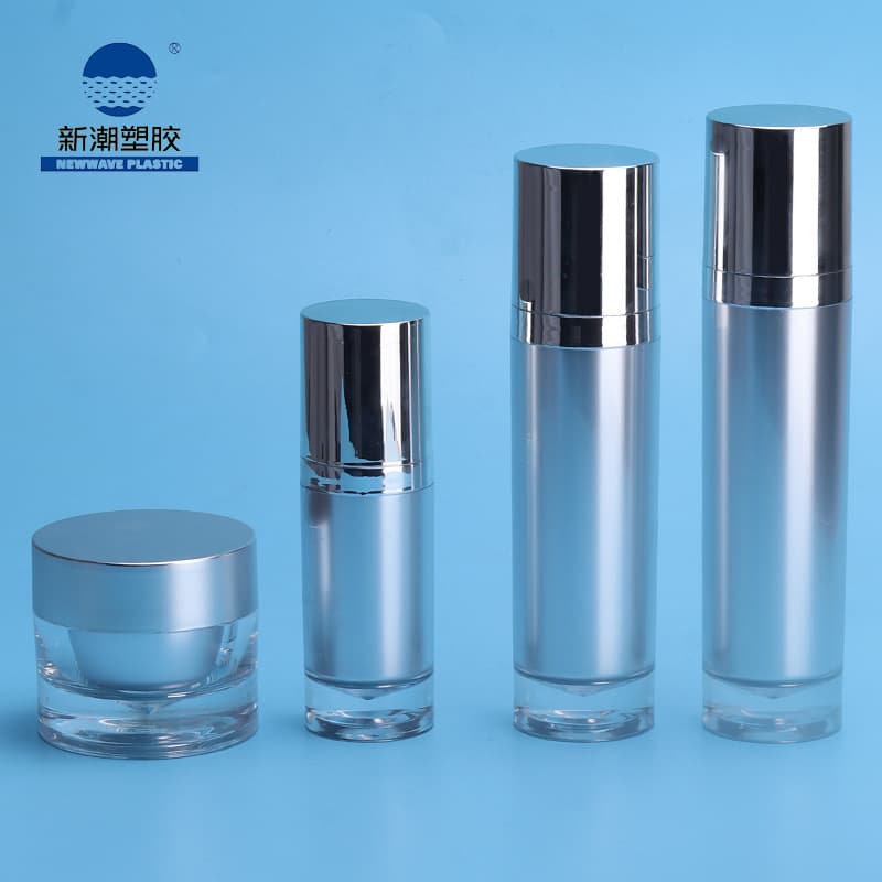 Trendy Plastic Skincare Packaging Material High-End Cylindrical Pointed Bottom Cosmetic Skincare Cream Set Customizable from Source Factory