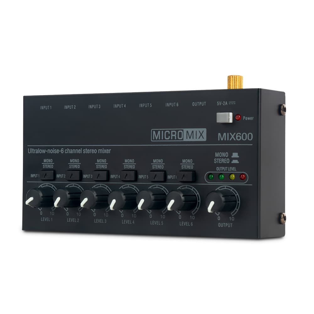 Ultra-compact, suitable for home studio recording and live streaming, low-noise 6-channel stereo audio mixer.