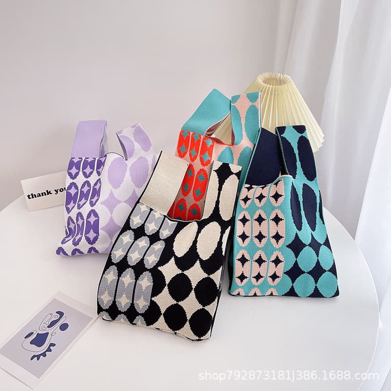 0511 Girl's Knitted Handbag, Single Shoulder, Fashionable, Versatile, Casual, Trendy, Tote Bag, Crossbody Bag