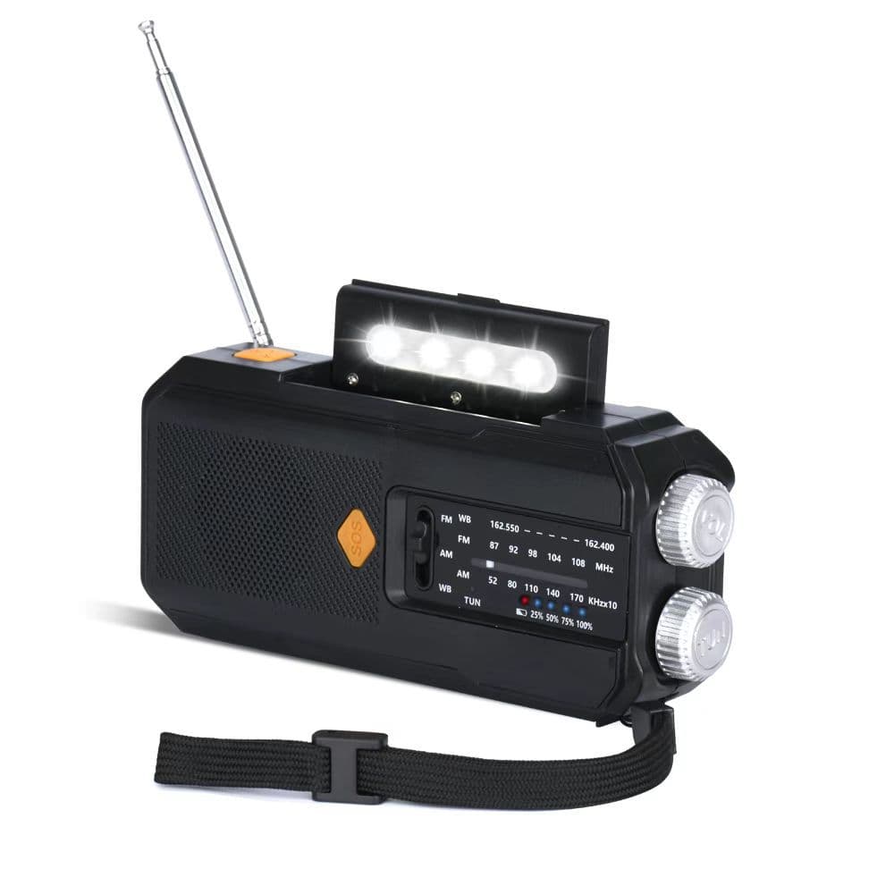 Cross-border Multi-function Emergency Outdoor Radio, Solar & Hand Crank Power, Charging Flashlight