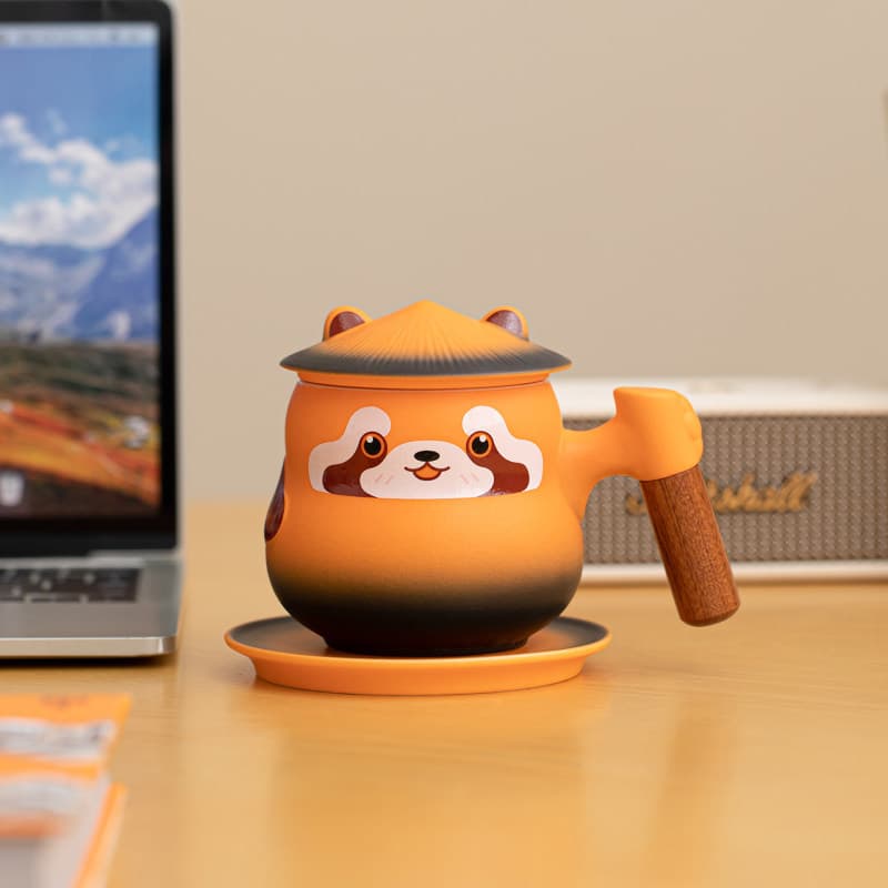 Cute Cartoon Panda Ceramic Mug Tea Cup Coffee Cup 3-Piece Set with Lid Office Cup Home Water Cup