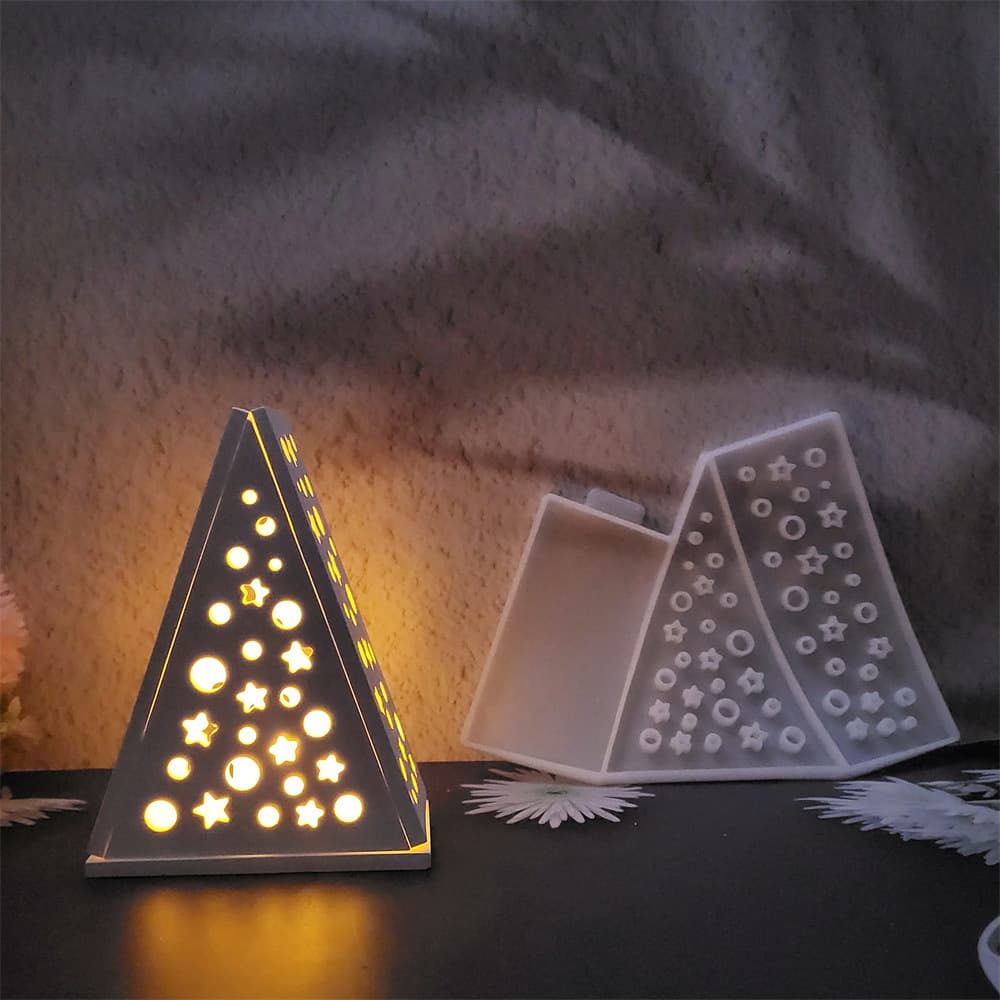S0938 Christmas Round Hole Star Wall Desktop Decoration Cement Plaster Mold DIY Silicone Mold