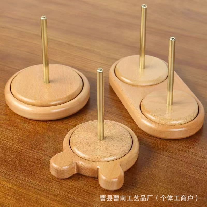 In Stock Wooden Yarn Winding Base Solid Wood Rotatable Yarn Ball Hand Knitting Tool Detachable Spool Holder