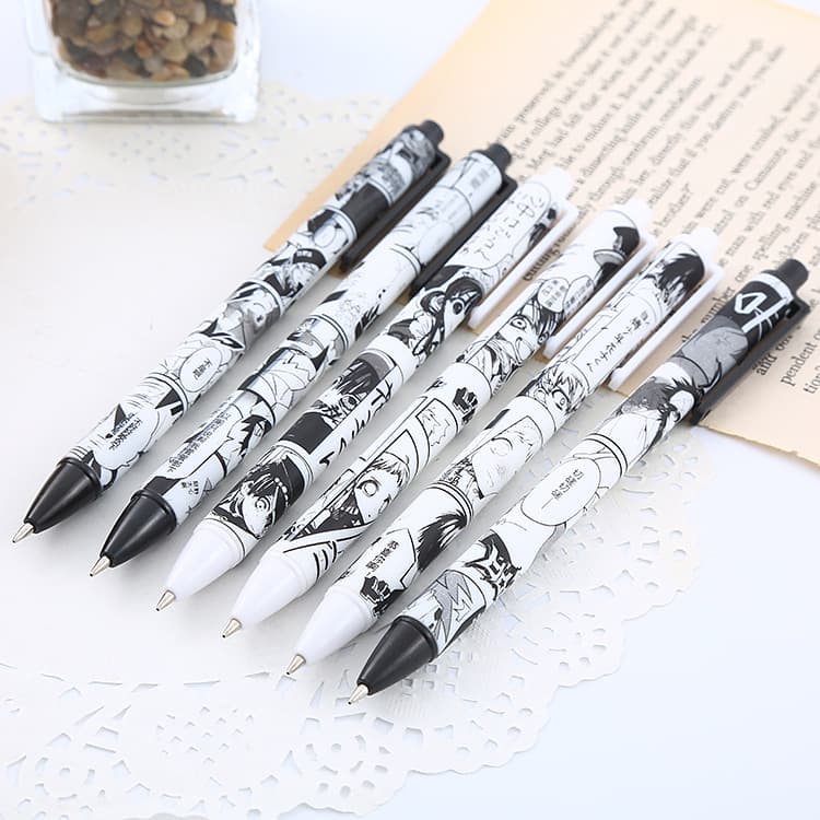 Anime Pen Black Hanako-kun Manga Pen Black and White Matching Click Pen Student Influencer Ins Black Pen Cute Gel Pen