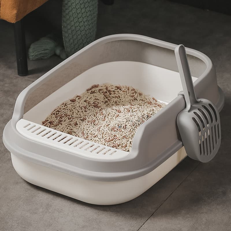 Semi-Enclosed Large Cat Litter Box Thickened Anti-Splash Cat Toilet Cat Litter Pet Supplies Wholesale Cat Litter Box with Shovel