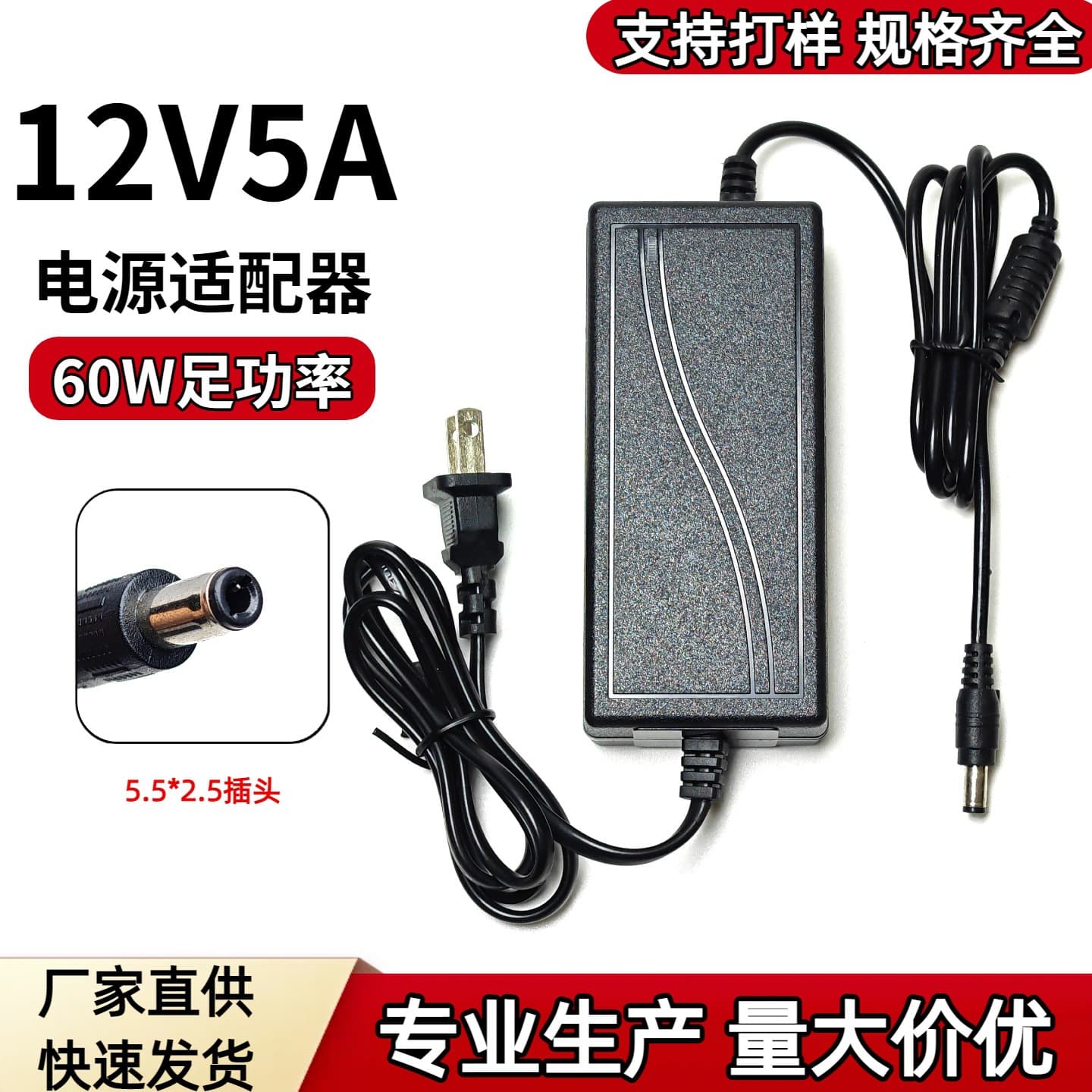 12v5a two-wire power adapter desktop 60w universal water purifier LCD monitor charger