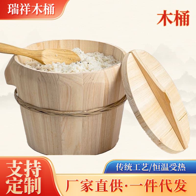 Household Steaming Rice Wooden Bucket Commercial Steaming Glutinous Rice Kitchen Various Sizes Rice Bucket Steamer Bamboo Steaming Rice Wooden Bucket Wholesale