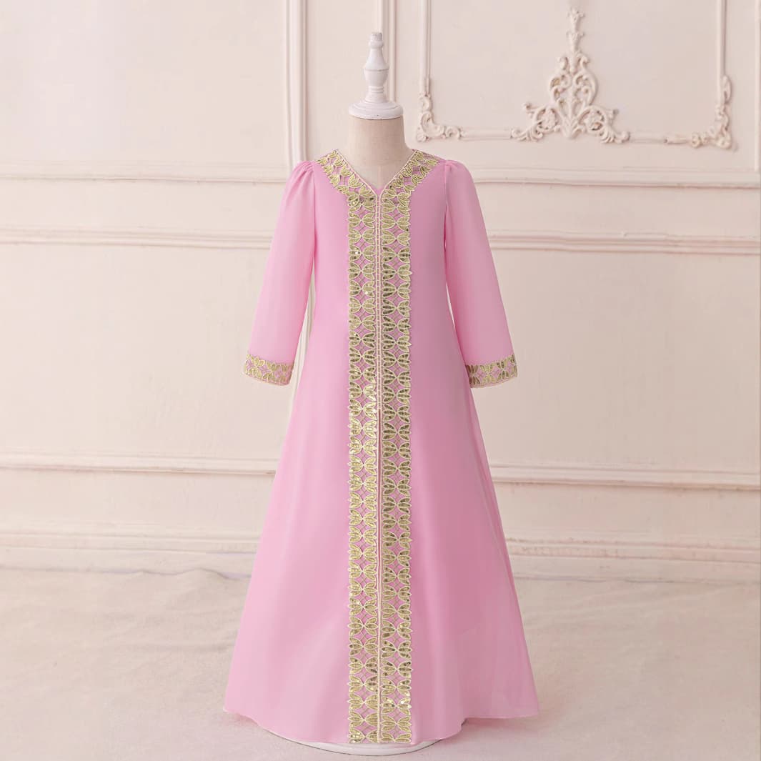 Girls' Long Dress Children's Party Gown Embroidered Princess Dress Little Girl Evening Dress