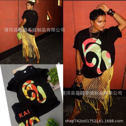 Cross-border trade high-street fashion brand T-shirt for women, regular shoulder, round neck, printed pure cotton short sleeve, embroidered loose half-sleeve wholesale