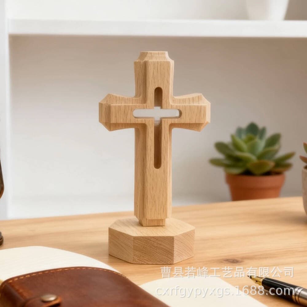 Cross-border Wooden Cross Ornament Easter Decoration 3D Cross Decor Church Wedding Decoration Cross