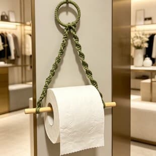Cross-border Supply Wood Bead Woven Tissue Holder Bathroom Kitchen Creative Storage Rack Nordic Simple Decorative Wall Hanging