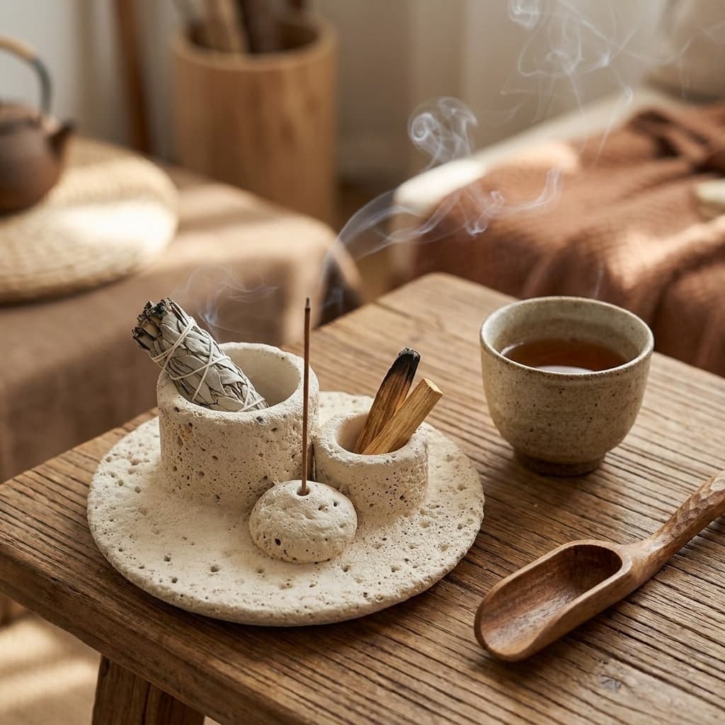 White Sage Smudge Incense Burner, Palo Santo Holder, Smudge Stick Incense Burner, Crystal Charging Smudge Bowl, Incense Stick Base