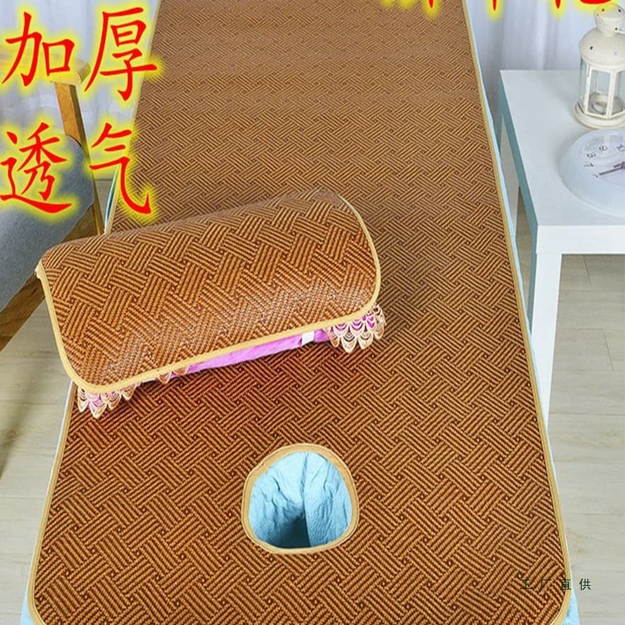 Summer beauty bed cooling mat, breathable massage foot bath shampoo mattress, small rattan mat, thickened with holes.