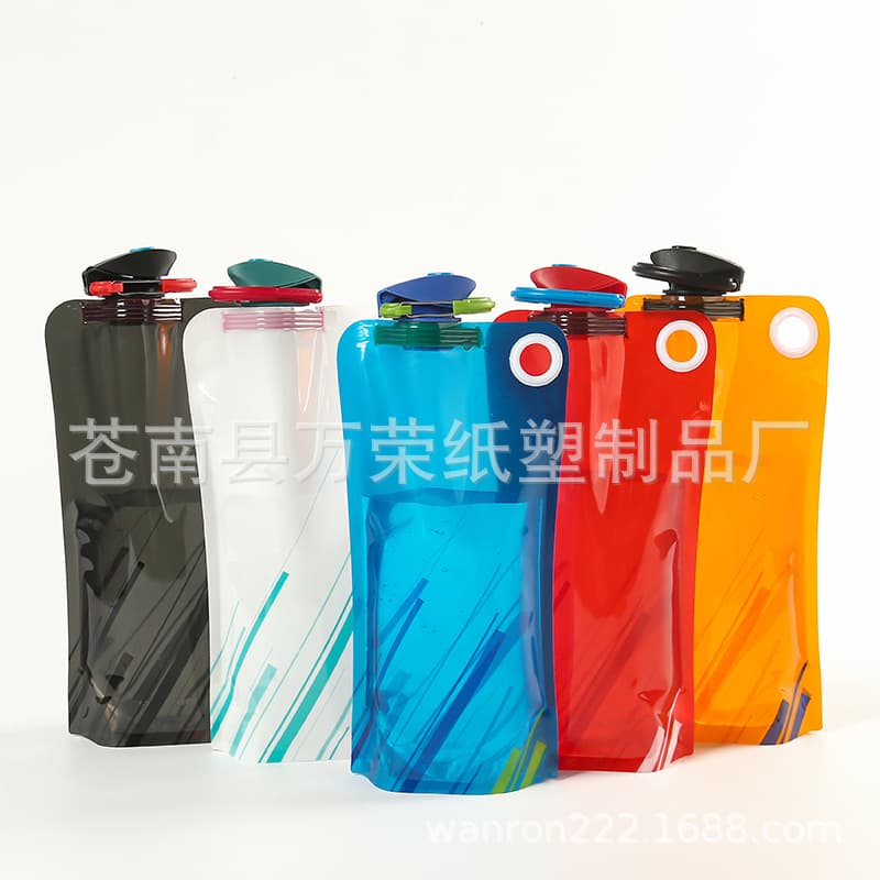 Stock Supply of Foldable Water Bags with Duckbill Flip Cap, PE Water Pouch for Portable Outdoor Cycling and Hiking, Customizable Logo