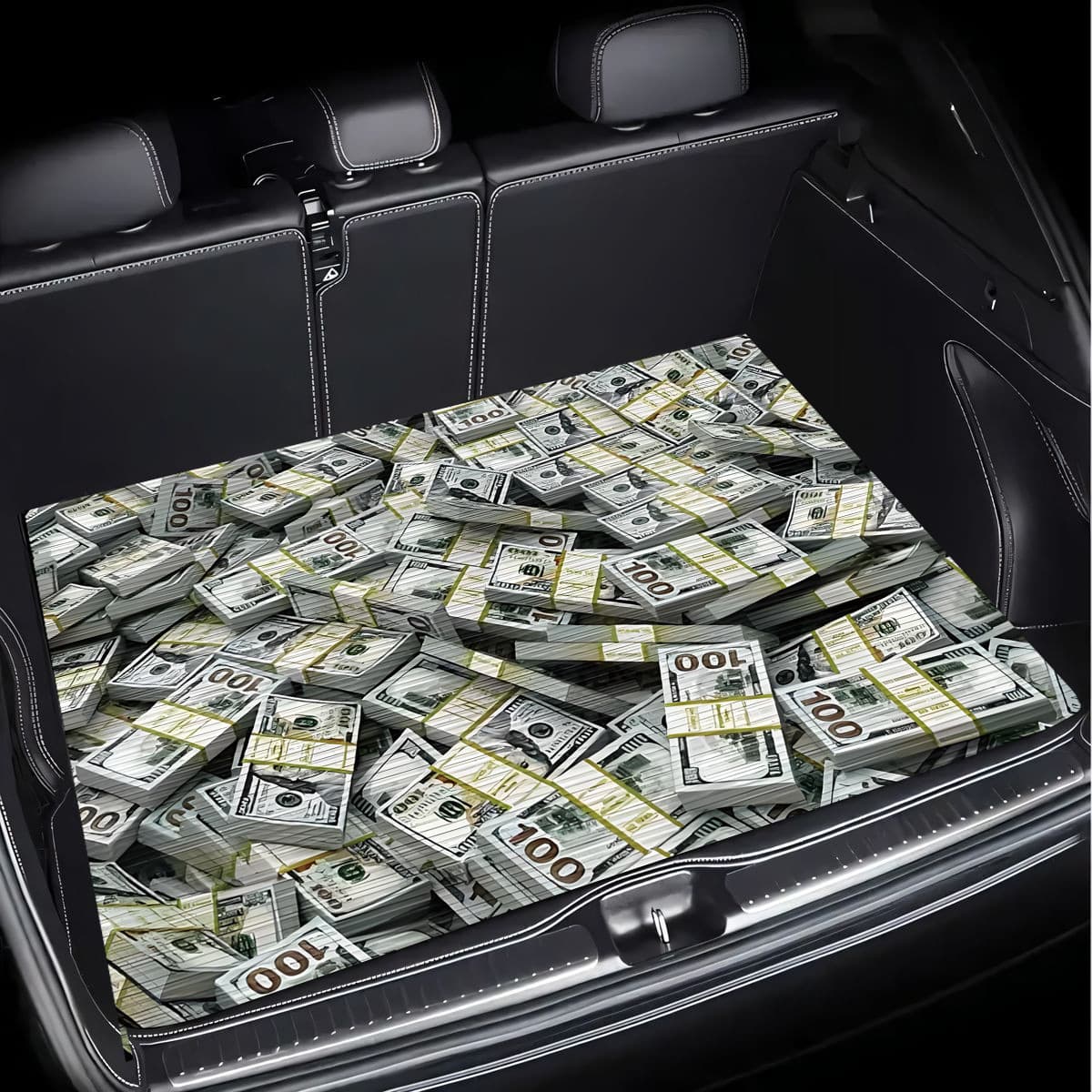 Cross-Border Temu Creative Dollar Car Floor Mat, Crystal Velvet Trunk Mat, Dirt-Resistant and Wear-Resistant Car Interior Mat, Dropshipping