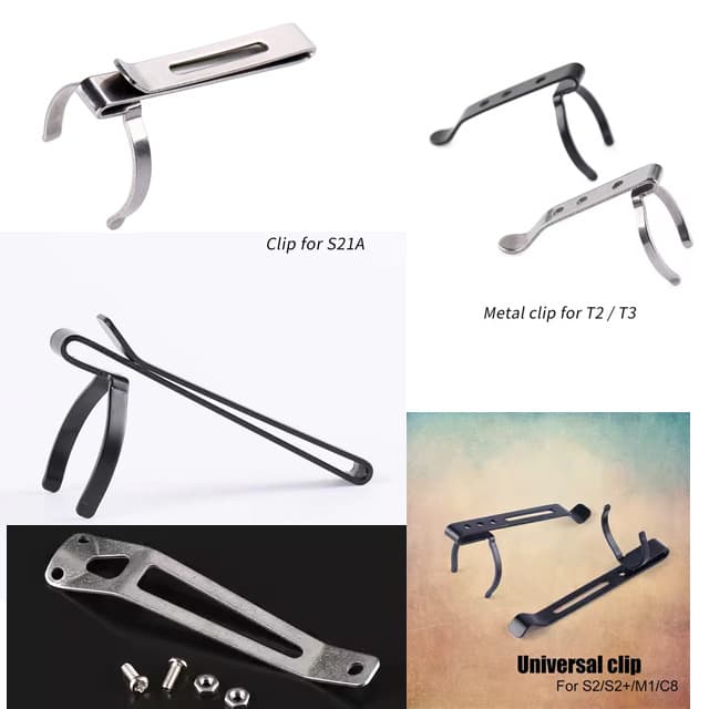 Flashlight Metal Clip, Clamp, Waist Clip for S2+, S21A, S21E, C8+, M21B, T4, T3
