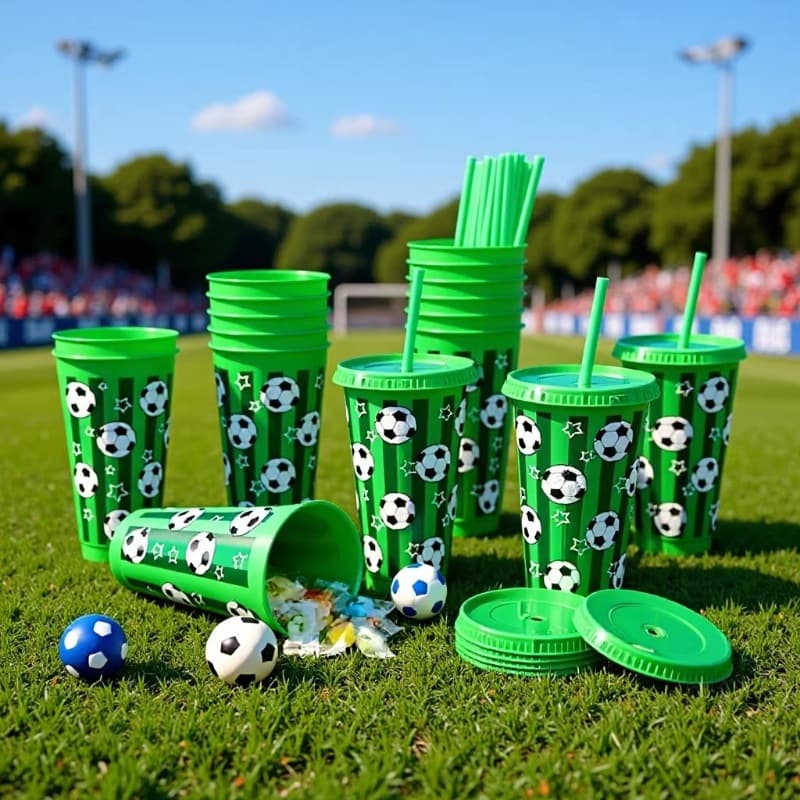FIFA World Cup 24OZ/710ml Large Capacity Soccer Cup Straw Cup Sports PP Plastic Cup Beverage Juice Cup