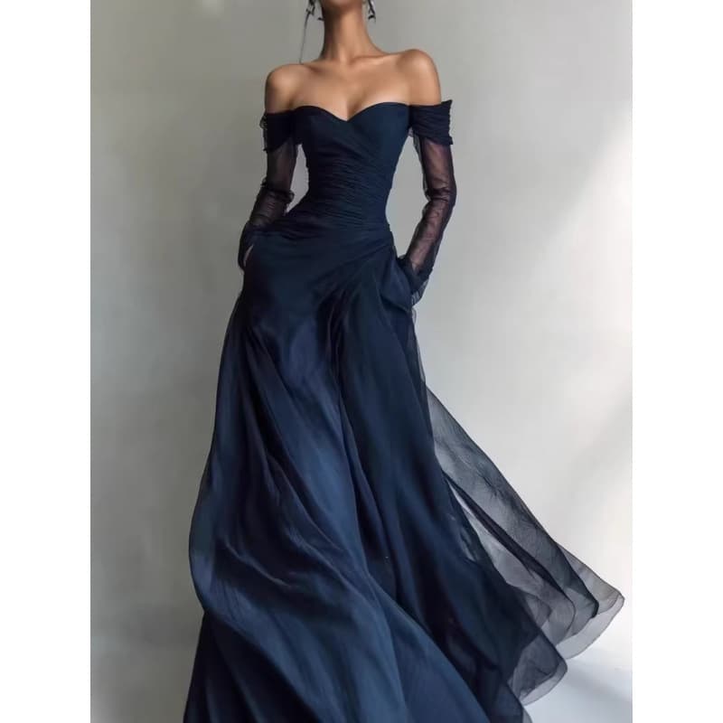 New European and American temperament mesh tube top long dress party dress factory high