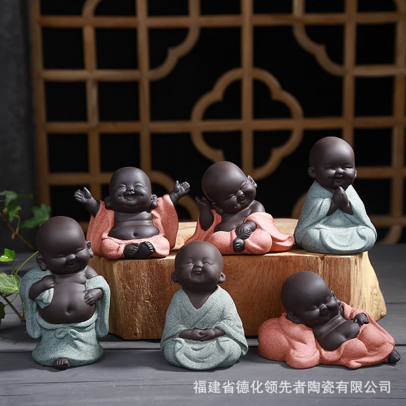 Purple clay tea pets, little monks, big-bellied Maitreya Buddhas, tea ceremony tea sets, accessories, car ornaments wholesale, can be kept as pets