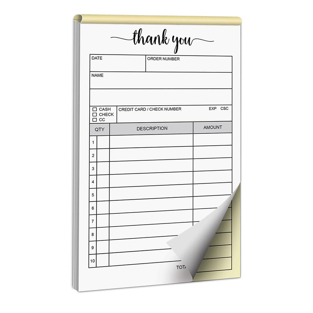 Amazon English thank you receipt book white yellow two-part carbon-free sales copy invoice book with paper pad