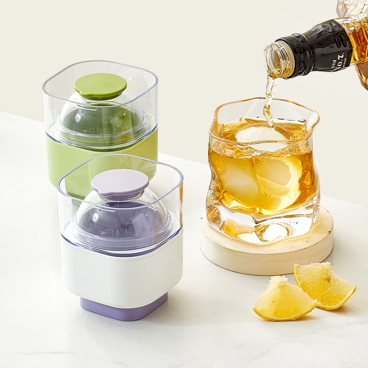 Leting Press Large Ice Ball Silicone Ice Tray for Whiskey Home Freezing Large Round Silicone Ice Cube Mold