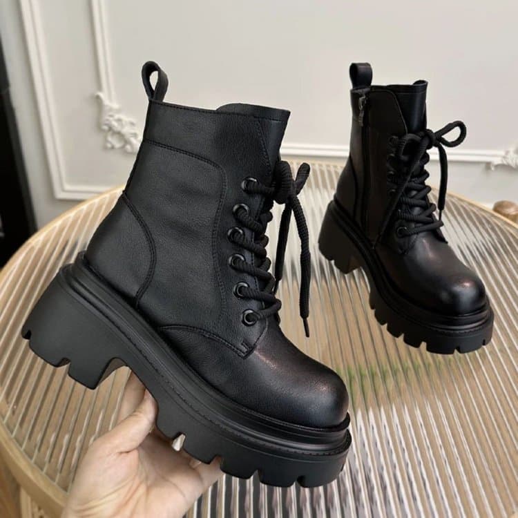 Women's British Style Short Boots 2025 Autumn Winter New Arrival Versatile Thick Sole Single Boots Height Increasing Fleece Lined Thickened Cotton Boots
