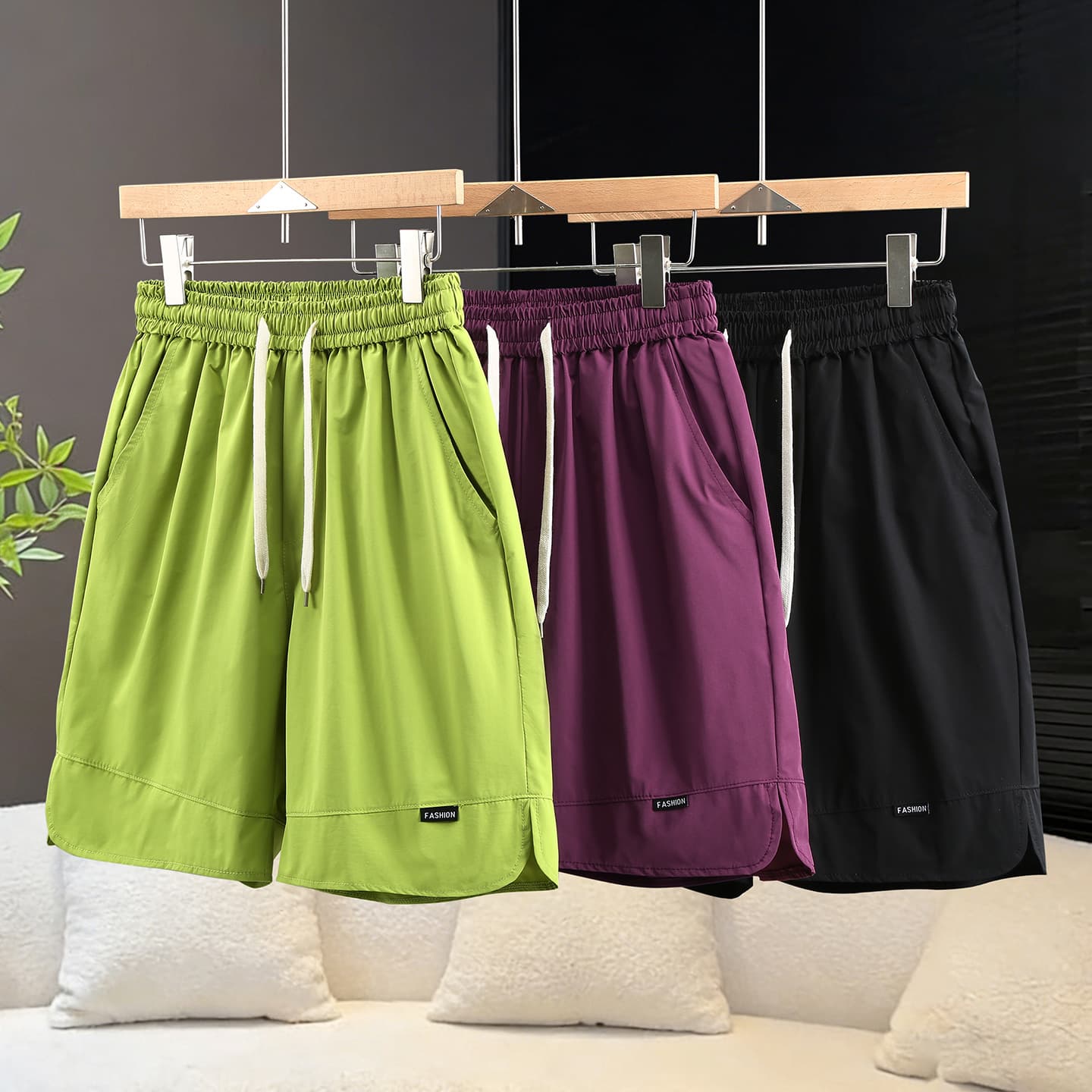 Cross-Border Beach Shorts, Thin Summer Five-Point Shorts, Trendy New Style, Loose Color-Blocking Casual Sports Men's Fashion Shorts